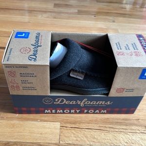 Dearfoams Mens Black Slippers Brand New with Box sz Large 11-12